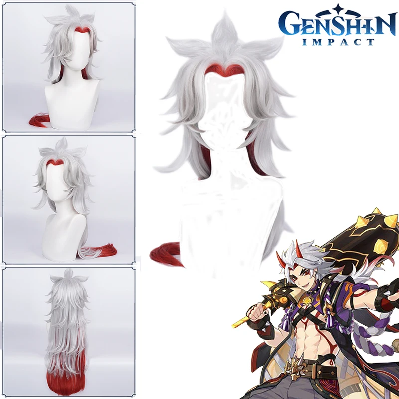 

Genshin Impact Cosplay Wig Arataki Itto Anime Game Cosplay Wigs Heat Resistant Synthetic Hair Halloween Party Costume