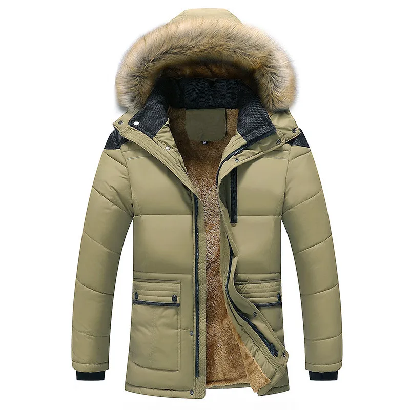 Winter New Fleece Warm Thick Windproof Frozen Coat  Jacket Men's Fashion Hooded Plus Pocket Comfortable Casual Coat