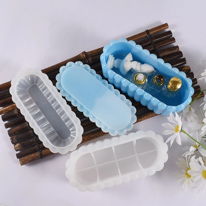 

Форма из эпоксидной смолы, овальная коробка для хранения, силиконовая форма для зеркального контейнера, формы для рукоделия из эпоксидной смолы X3UD