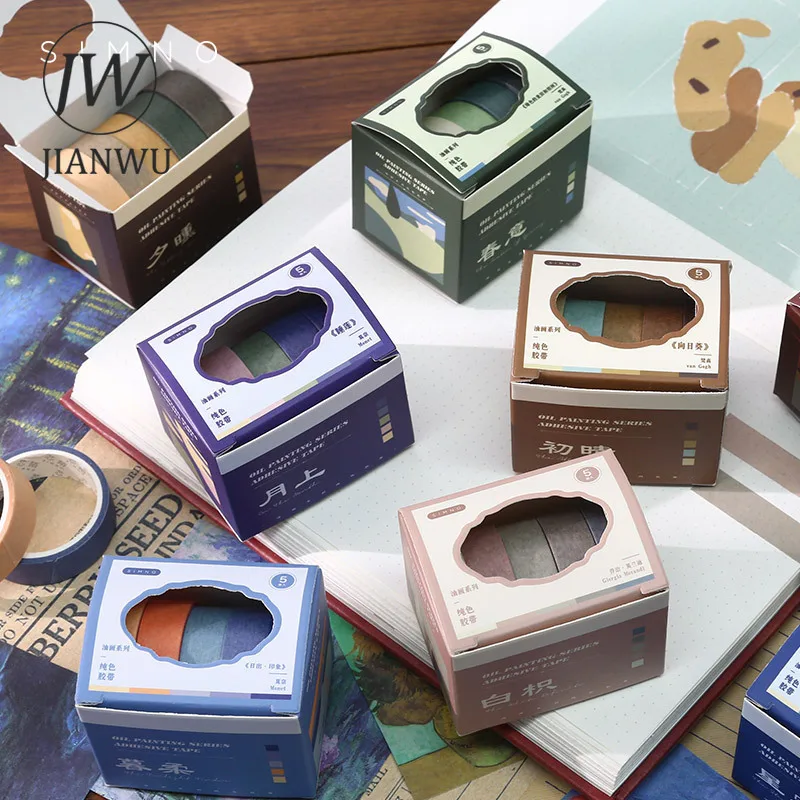 

JIANWU 5 шт./компл. креативные одноцветные васи ленты простые Tearable DIY Скрапбукинг журнал коллаж маскирующая лента Kawaii Канцтовары