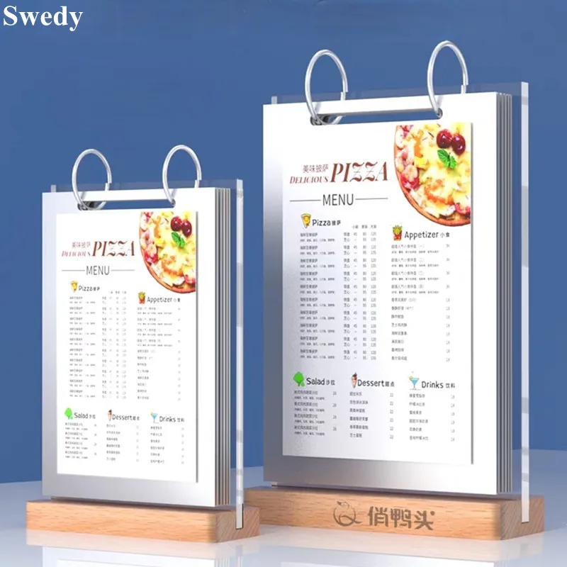 

A6 105X148mm Page Turning Table Acrylic Sign Holder Display Stand Photo Picture Poster Frame Price Label Tag Menu Paper Holder