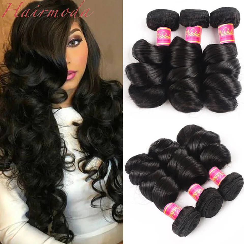 

Hairmoda Loose Wave Bundles Brazilian Human Hair Loose Bundles Remy 3/4 Bundles Loose Natural Black 100% Human Hair Extensions