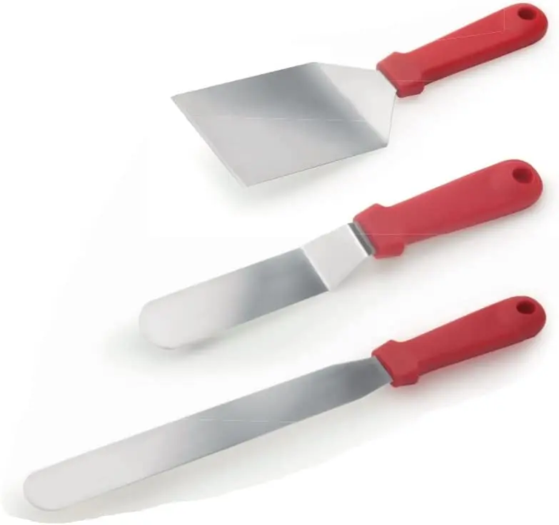 

Set of 3 Spatulas For Confectioning, Set To Uniform Fillings and Straighten Covers, Heat Resistance, Kit Made of Stainless Mater