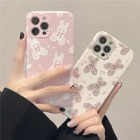 fashion cute little rabbit and bear phone cases for iphone 13 12 mini 11 pro xs max x xr se 2020 8 7 plus shockproof cover new