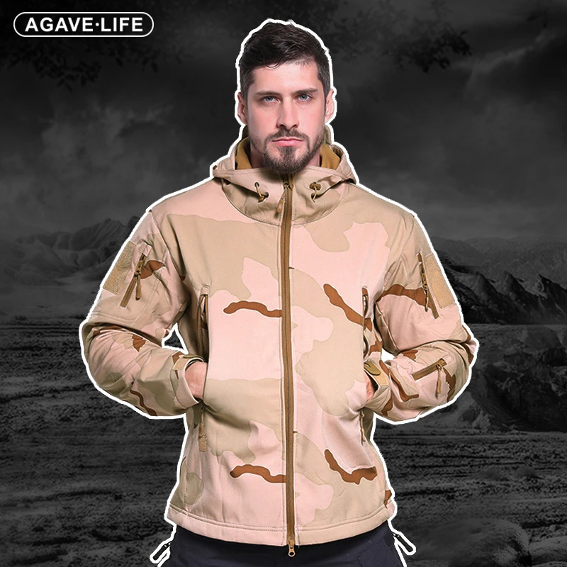 

Уличные тактические мужские куртки, теплые бархатные пальто для скалолазания, Осень-зима, Мужская водонепроницаемая камуфляжная куртка, одежда с мягкой оболочкой