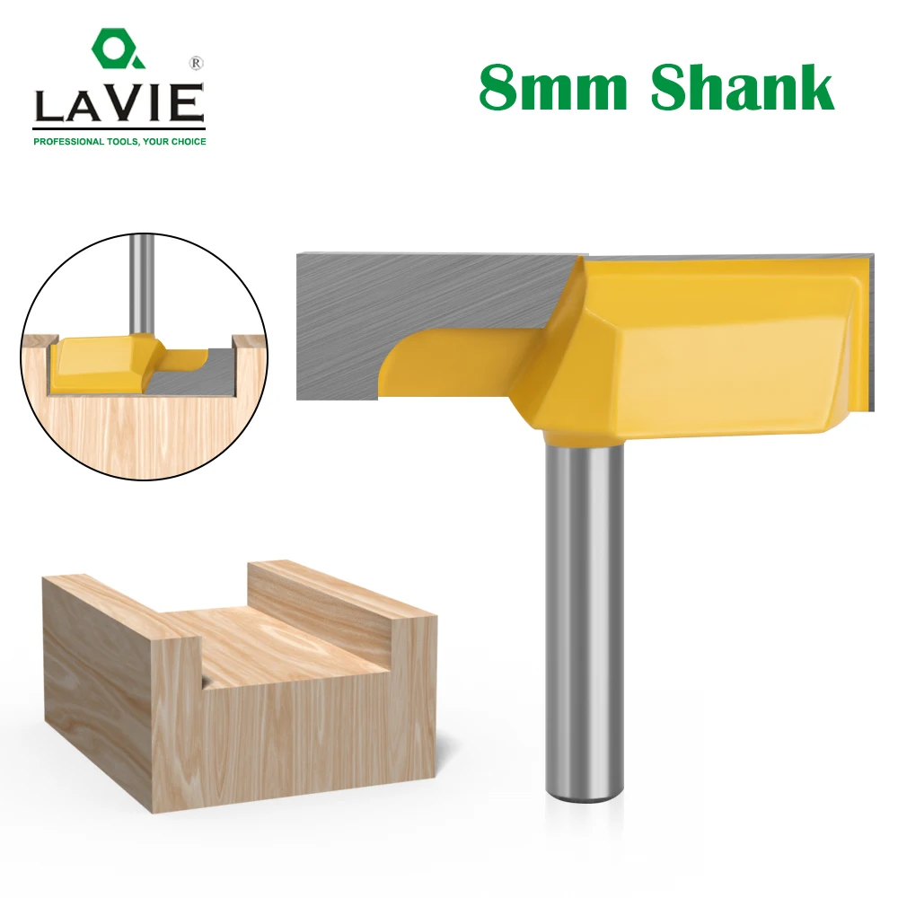LAVIE 8mm Shank Cleaning Bottom Router Bits 2-1/4" Cutting Diameter for Surface Planing Router Bit Woodworking Milling cutter