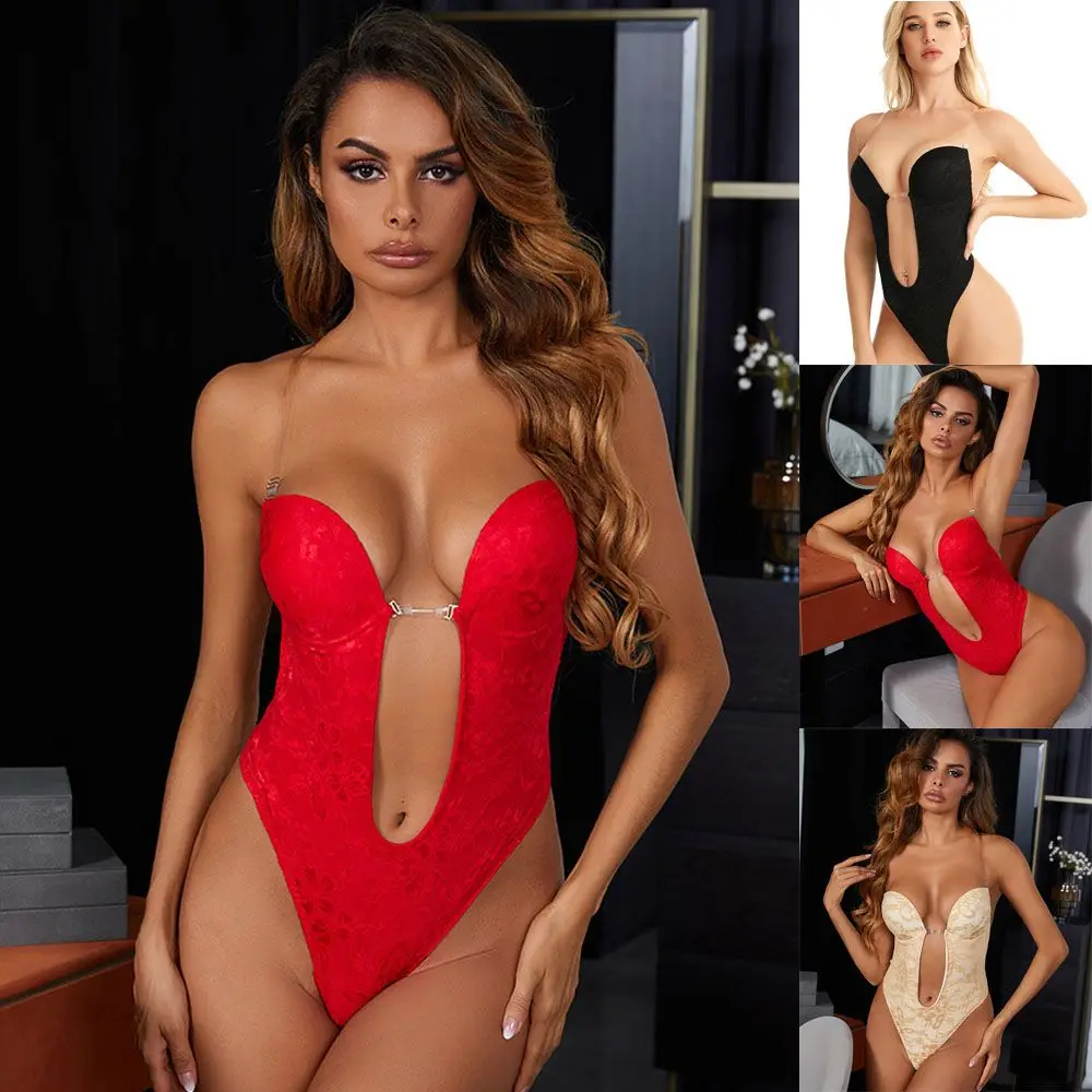 

Женское Кружевное боди с глубоким V-образным вырезом и открытой спиной