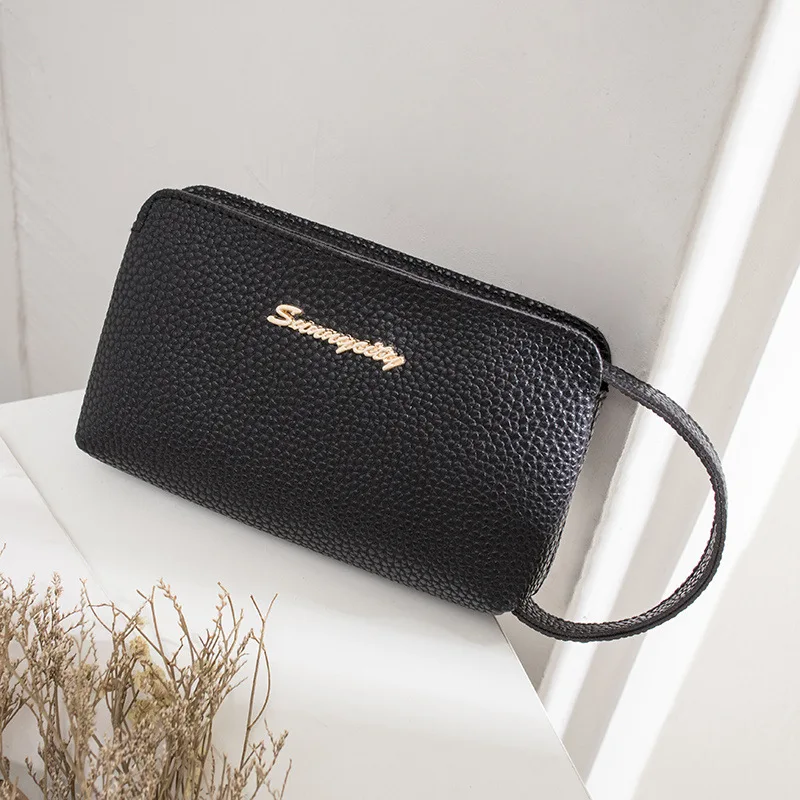 Luxury New Ladies Wallet Long Clutch Phone Bag Solid Color Leather Wallets Women Money Bag Credit Card Holder Zipper Coin Purses