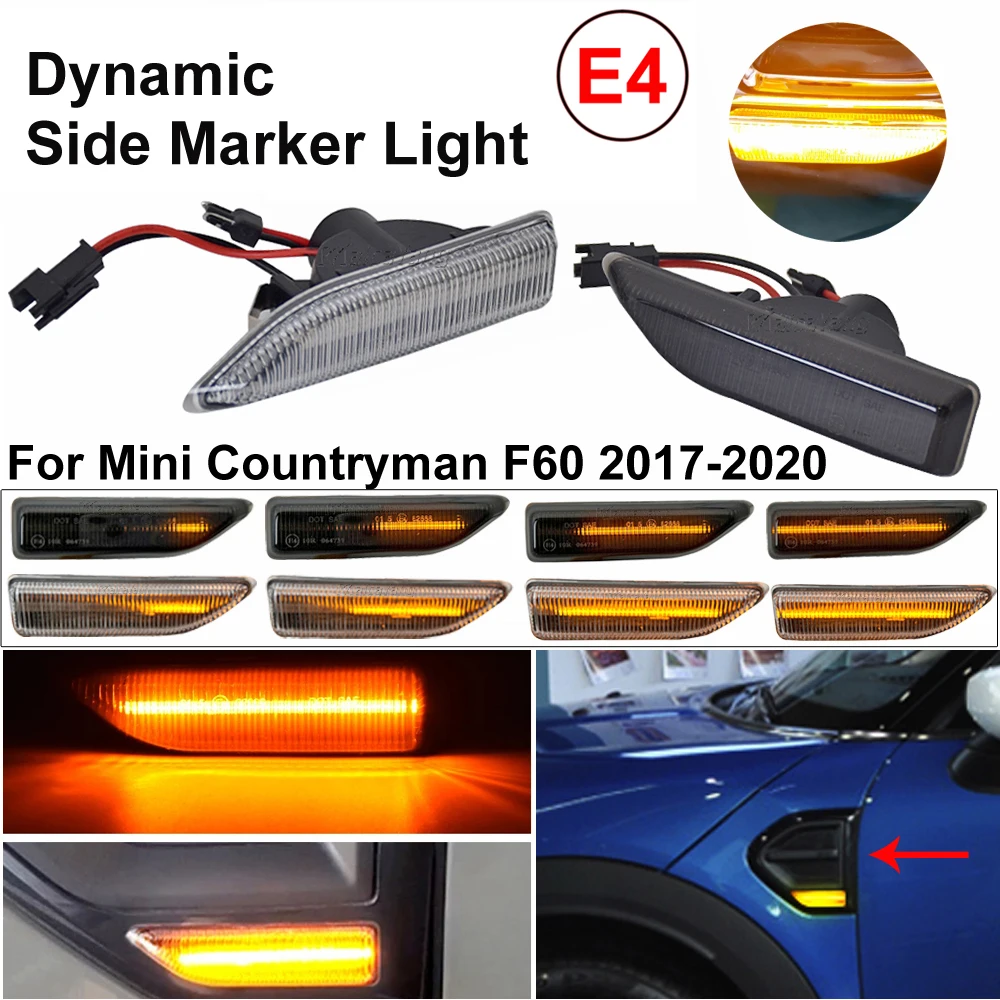 

Smoked Dynamic Sequential LED Side Marker Light Flowing Turn Signal Lamp For MINI Countryman F60 2017 - 2021 Car Styling