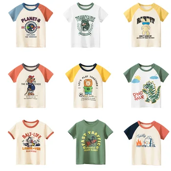 2023 Summer Children Boy Short Sleeve Graphic T-shirts Cartoon Printed Toddler Boy Tops 2-8 Year Kids Baby Boy Tees Clothes 1