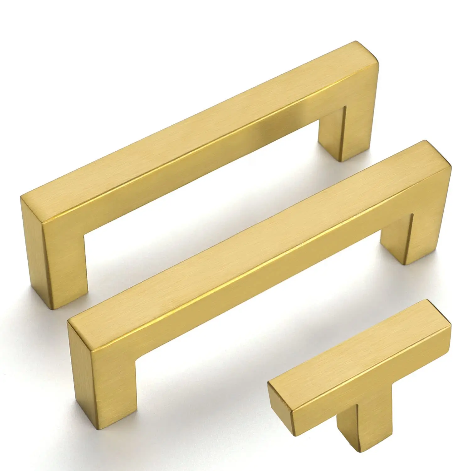 

Золотая Ручка для мебели, шкафа, матовая Латунь, квадратная кухонная фурнитура, дверные ручки из нержавеющей стали, шкафчик ручки для ящика ...