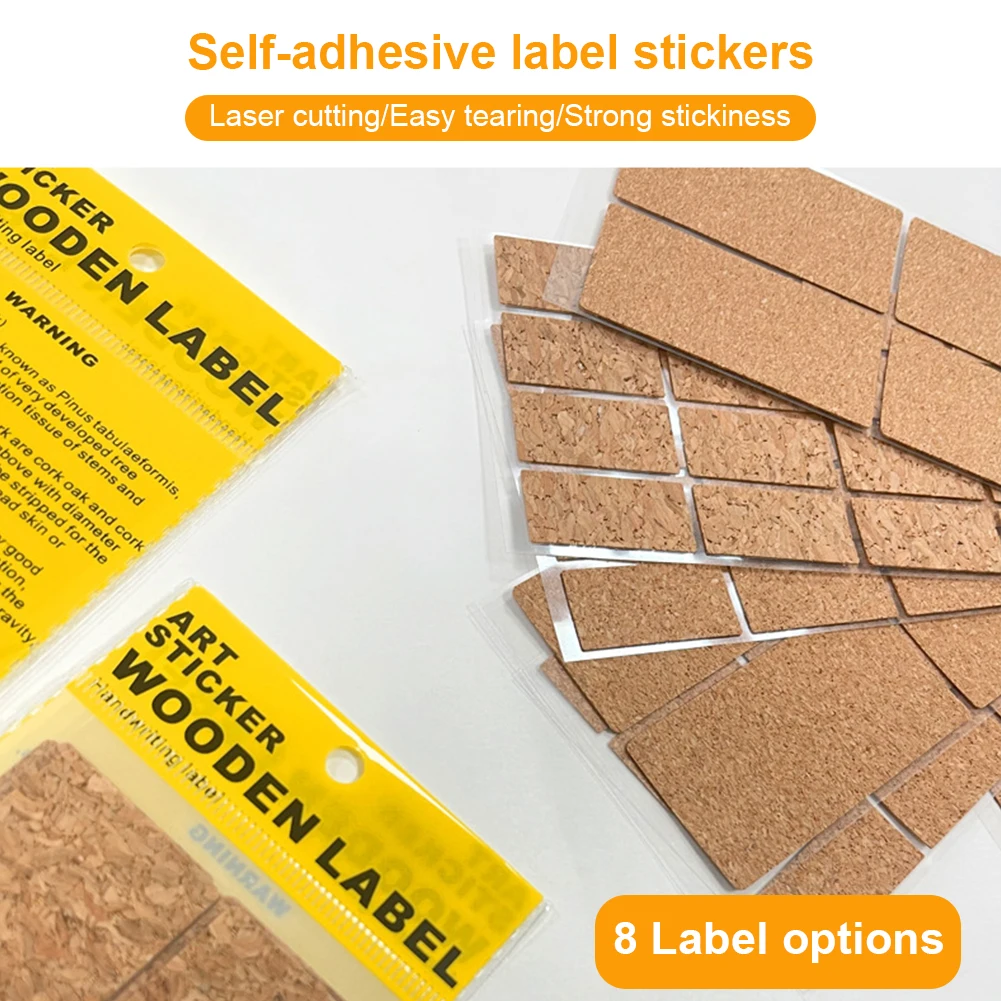 

3-84pcs Pine Wooden Labels Stickers Craft Kitchen Bottle Jars Organizer Labels Self-adhesive Stickers Packaging Sealing Label