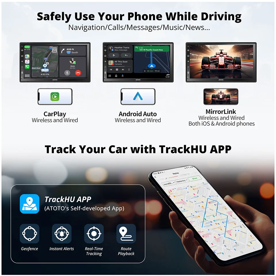 ATOTO 7 дюймов 8-ядерный Android Автомобильная Стереосистема 4G LTE WIFI Bluetooth USB Процветание