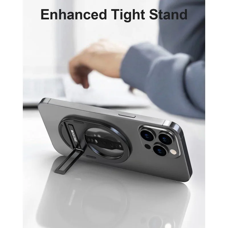 EWA Phone Grip Stand with Silicone Finger Strap Removable Magnetic Stand Stand for iPhone 14 13 12 Pro/Max/Plus only