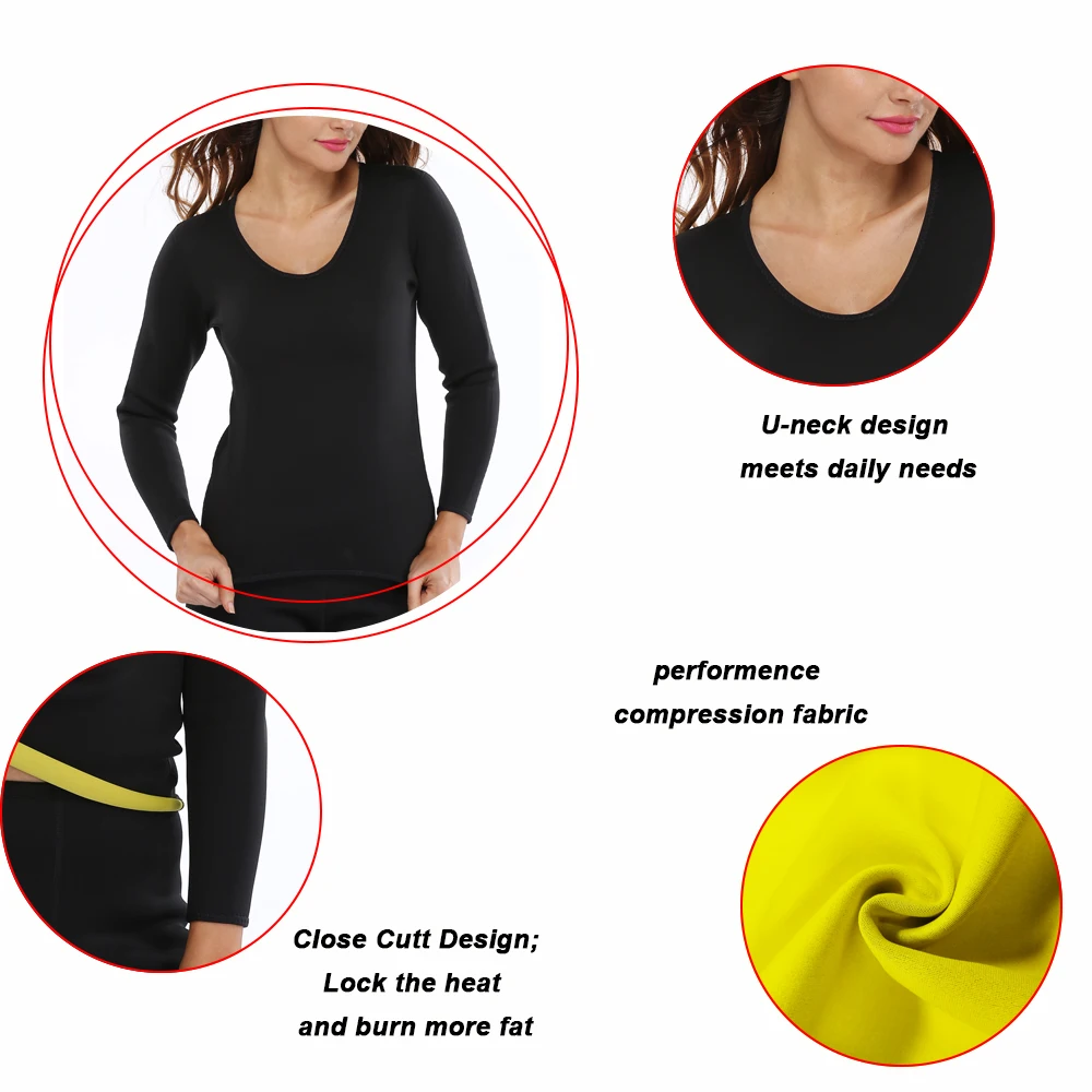 LAZAWG Sauna Top for Women Weight Loss Shirt Slimming Body Shaper for Woman Fitness Long Sleeve Waist Trainer Workout Sport