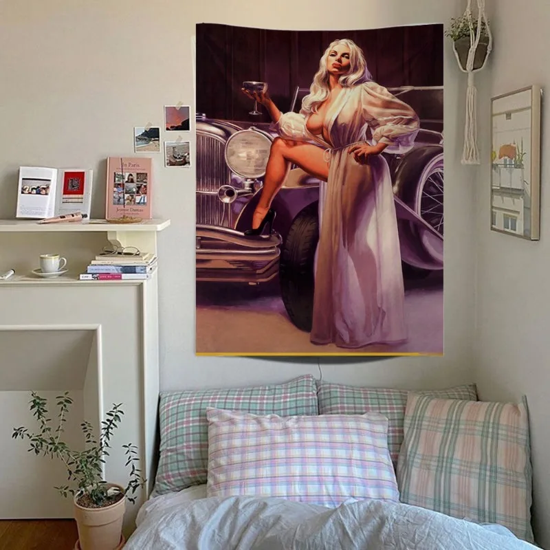 

Beauty Party Queen Tapestry Sexy Wall Hanging Bedroom Home Living Room Curtain for Saloon Shop Aesthetics Decoration Tapestries