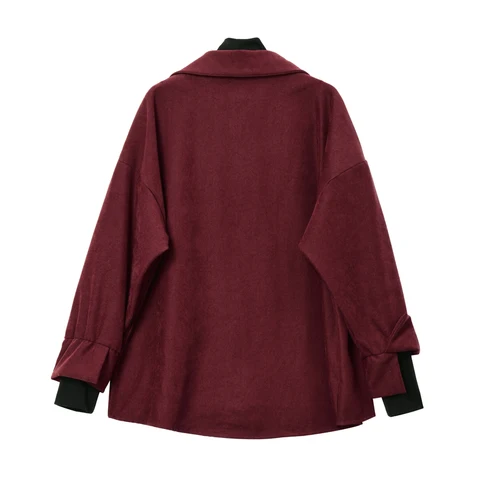Fake Two Piece Shirt Women Patchwork Turtleneck Turn-down Collar Autumn Spring Casual Lady Long Sleeves Female Loose Blouse Tops