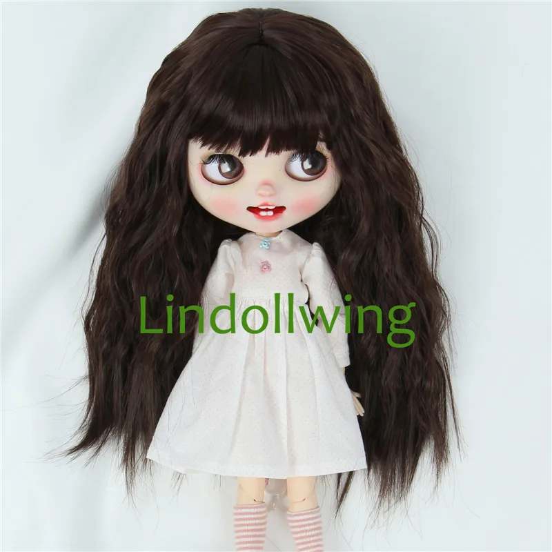 

Парик блайз 9-10 дюймов, Длинные темно-коричневые вьющиеся волосы