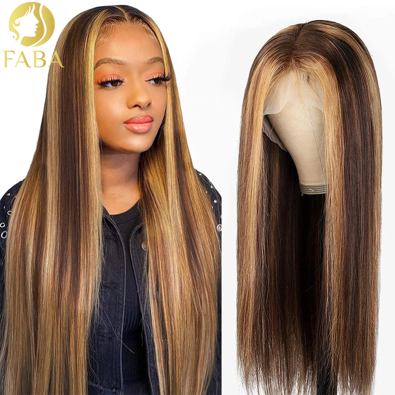 

13x4 Pre Plucked Forehead Lace Real Hair Wig Highlight Straight Hair 13x6 Closed High Definition Front Lace Girl Wig 180 Density