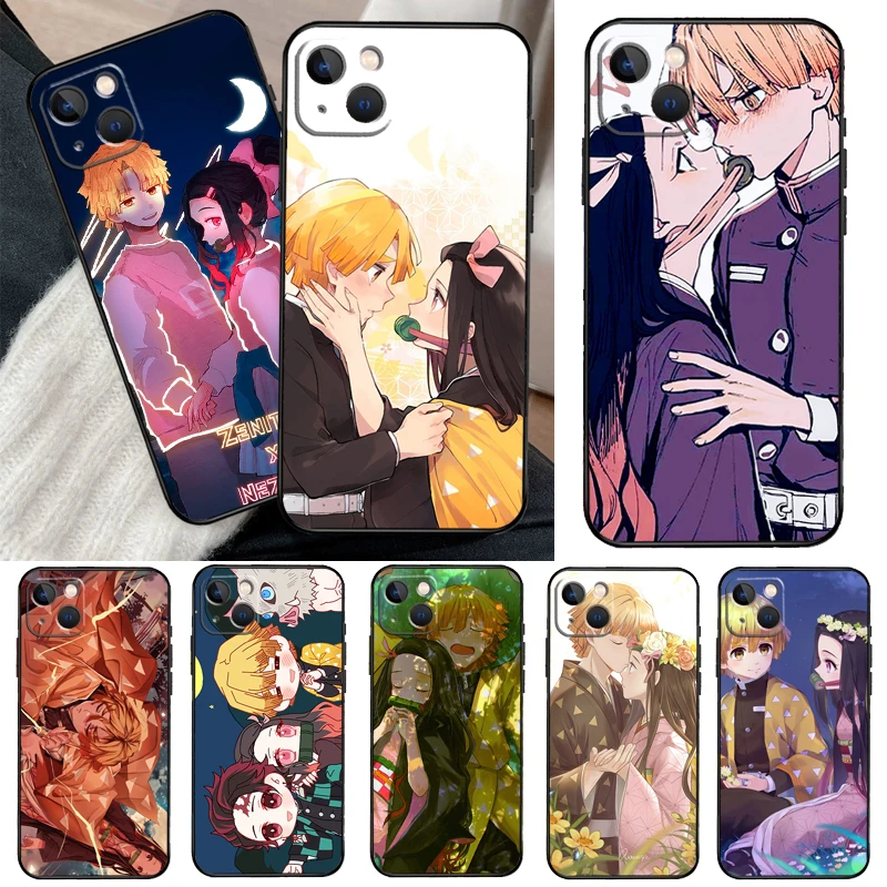Чехол для телефона Nezuko и Zenitsu, рассекающий демонов, чехол для iPhone 11 12 13 14 Pro Max XS XR X 6 7 8 Plus 12 13 Mini SE 2020