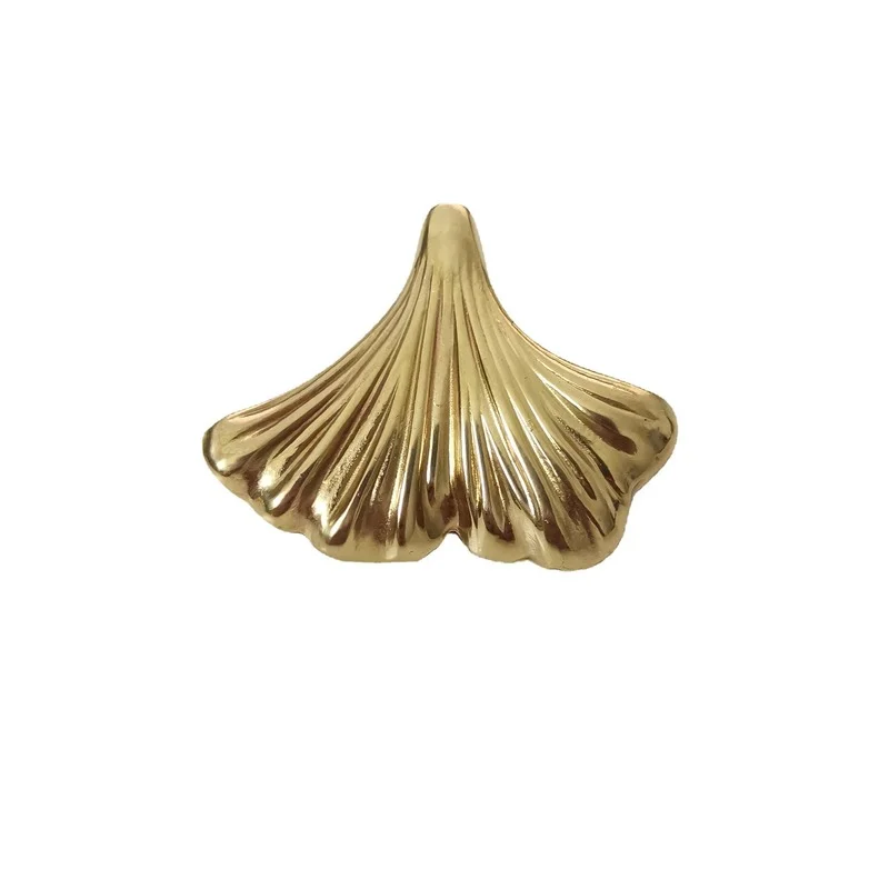 Современные медные ручки Biloba в форме листьев золотистые Твердые Латунные Ручки