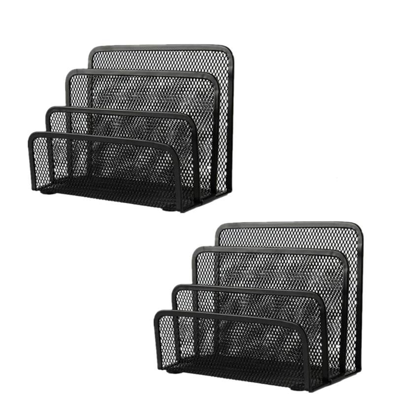 

2Pcs Desk Mail Organizers Small File Holder Letter Store Metal Mesh Bill Document Folder Paper Organizer Office Desktop