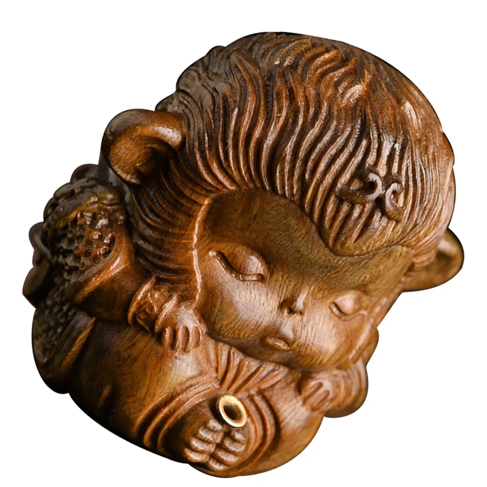 

Sticks Chinese Holder Tabletop Wooden Decor Woodcarving Desk Topper Monkey Household