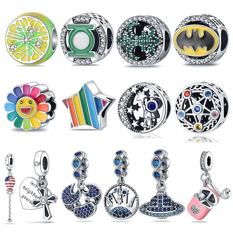 

Authentic 925 Sterling Silver bat beaded Fit Original 925 Pandora Bracelet&Bangle For Women Birthday Fashion Jewelry Gift