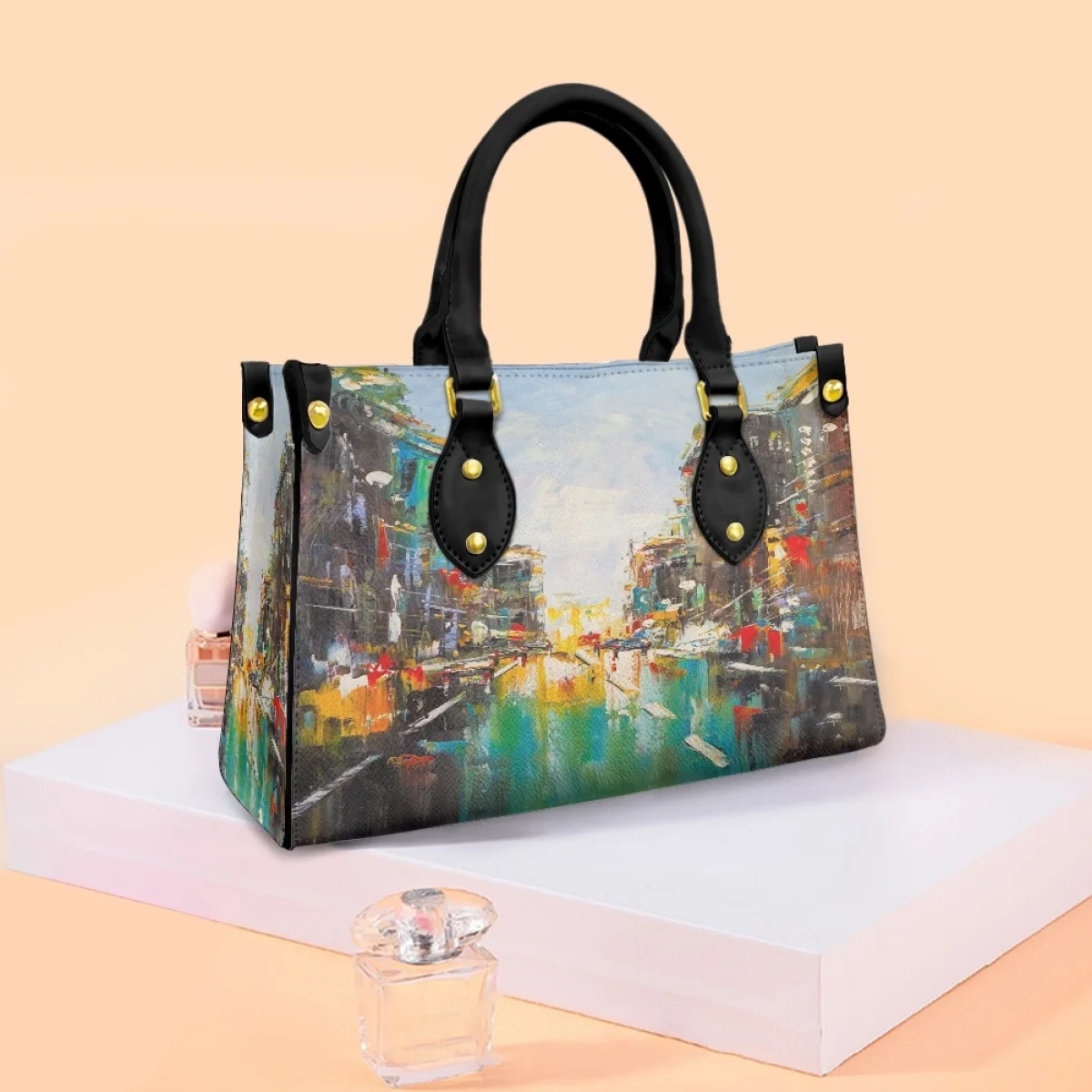 

Civic Landscape Oil Paint Women's Shoulder Bag Commuting Latest Teen Girls Cosmetic Bags Luxur Ladies Handbags Popular Pod