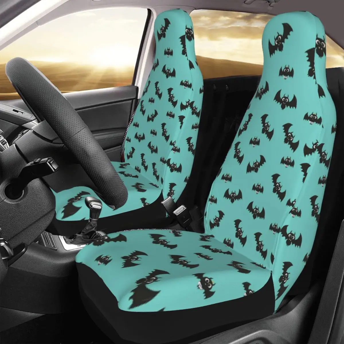 

Cute Bats Pattern Bat Universal Car Seat Cover Four Seasons Women Flying Vampire Car Seat Protection Covers Polyester Fishing