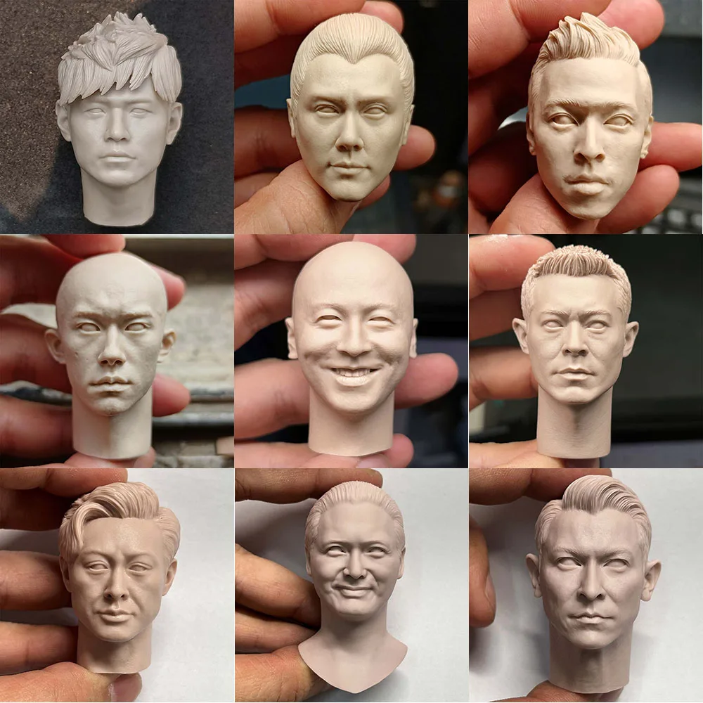 

18 Styles Asia Head 1/6 Unpainted White Model Edison Chen Lau Andy Chow Yun Fat Jackson Yee Jay Chou Head Sculpt for 12'' Body