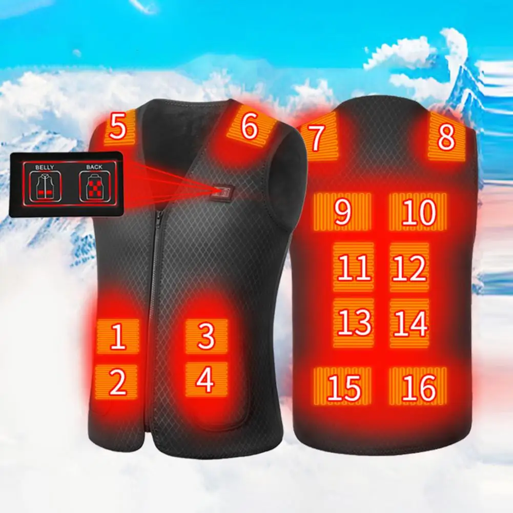 

Unisex Winter Waistcoat Heated Vest Jacket Outdoor USB Interface Plush Zipper Winter Windproof Casual USB Heating Vest Parents