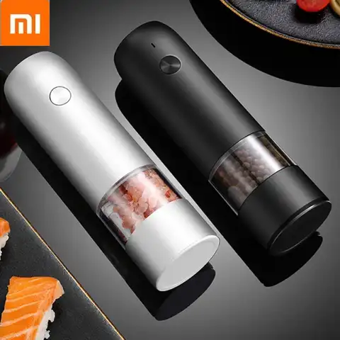 Электрическая автоматическая перезаряжаемая мельница для соли и перца Xiaomi, USB гравитационная мельница для специй, кухонный Регулируемый из...