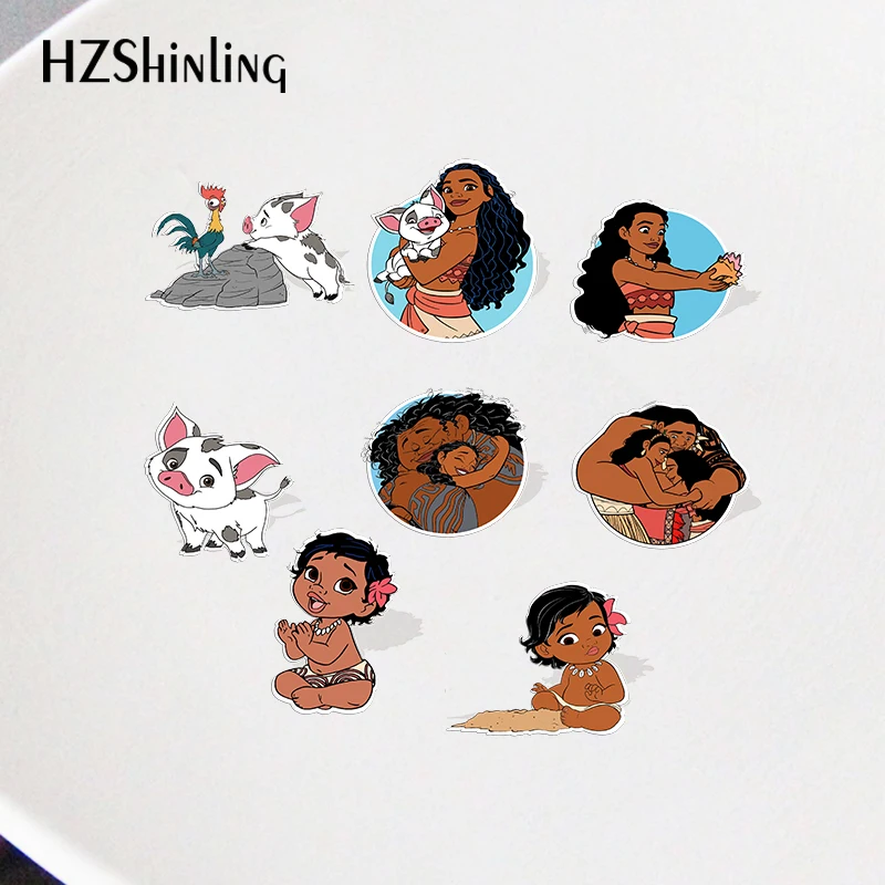 Moana Cartoon Disney Acrylic Lapel Pins Badges Resin Epoxy Deco for Jewelry Accessories |