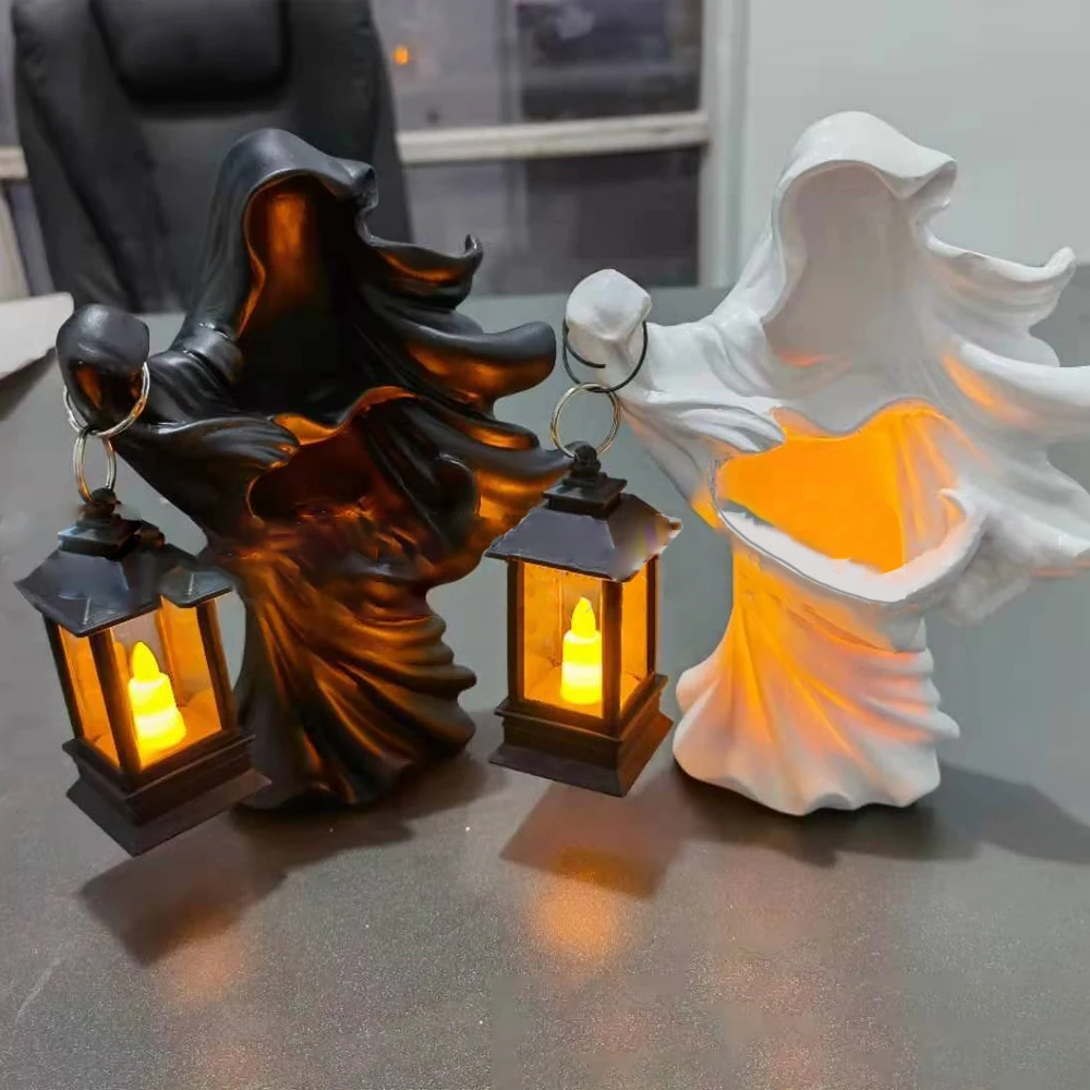 

New Faceless Witch Hell Messenger With Lantern Resin Realistic Statue Sculpture The Ghost Looking for Halloween Scary Decor