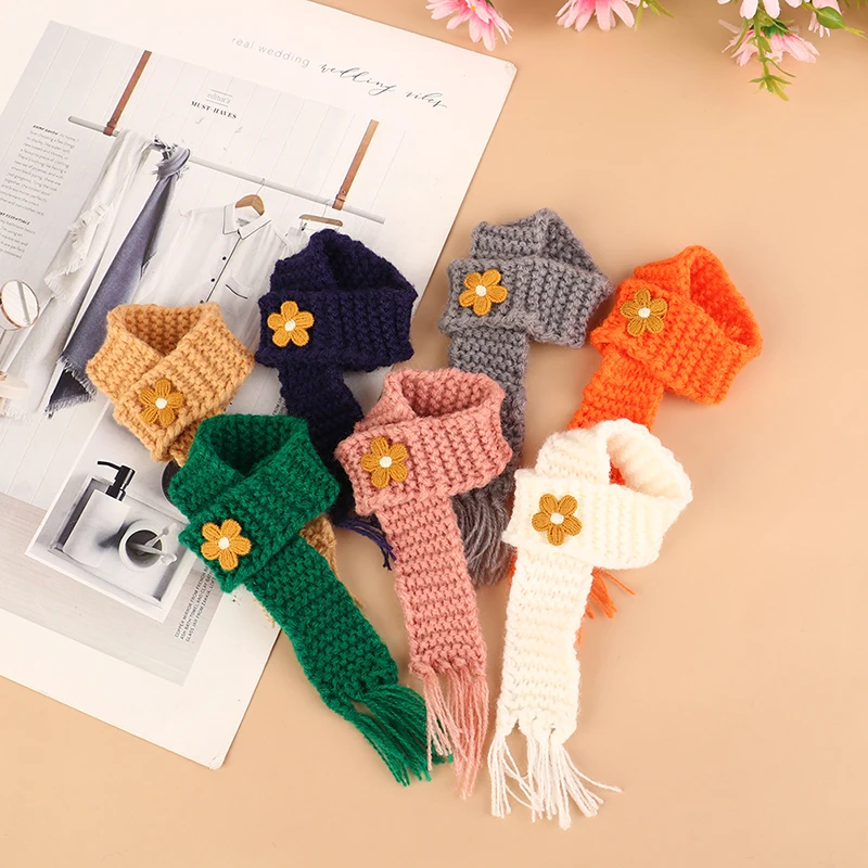 5Pcs Lovely Doll Scarf Handmade Material Mini Christmas Knitted Scarves Miniature Clothes Kids Toys Xmas Ornament Accessory