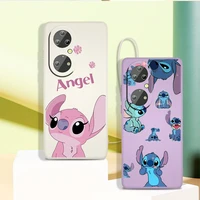 hot lilo stitch disney phone case for huawei p50 p40 p30 p20 pro lite e y9s y9a y9 y6 y70 nova 5t 9 5g liquid rope cover