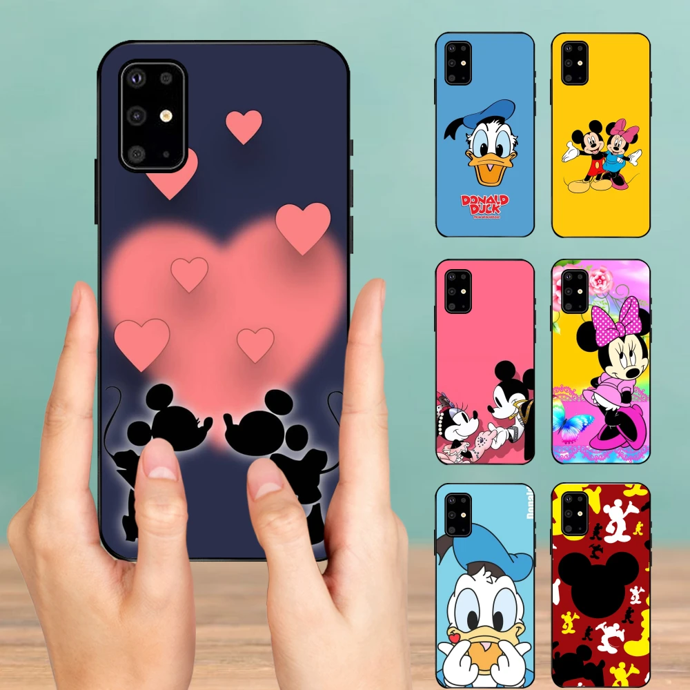 

Phone Case for Samsung Galaxy S21FE S21PLUS S21ULTRA S20 S10 S9 S8 Plus Cover Luxury Soft Black Cover Cartoon Couple Minnie