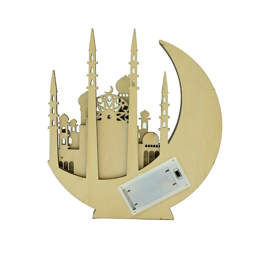 Высокое качество деревянный лунный мечеть ночник золото серебро DIY Декор EID