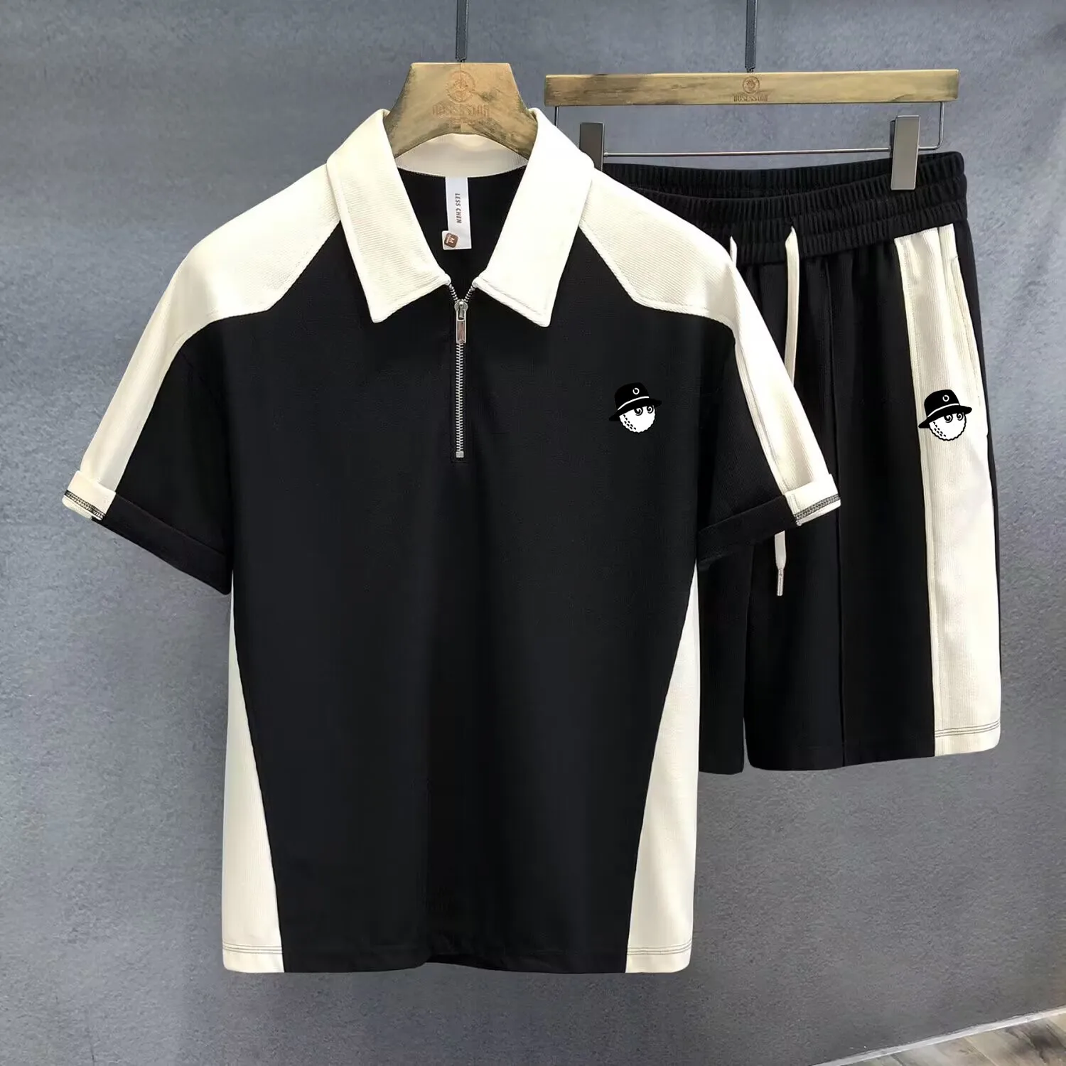 2023 Senior Apricot Cool Sense Fashion Polo Shirt Casual Sports Suit Men With Handsome Summer Short-sleeved T-shirt Shorts