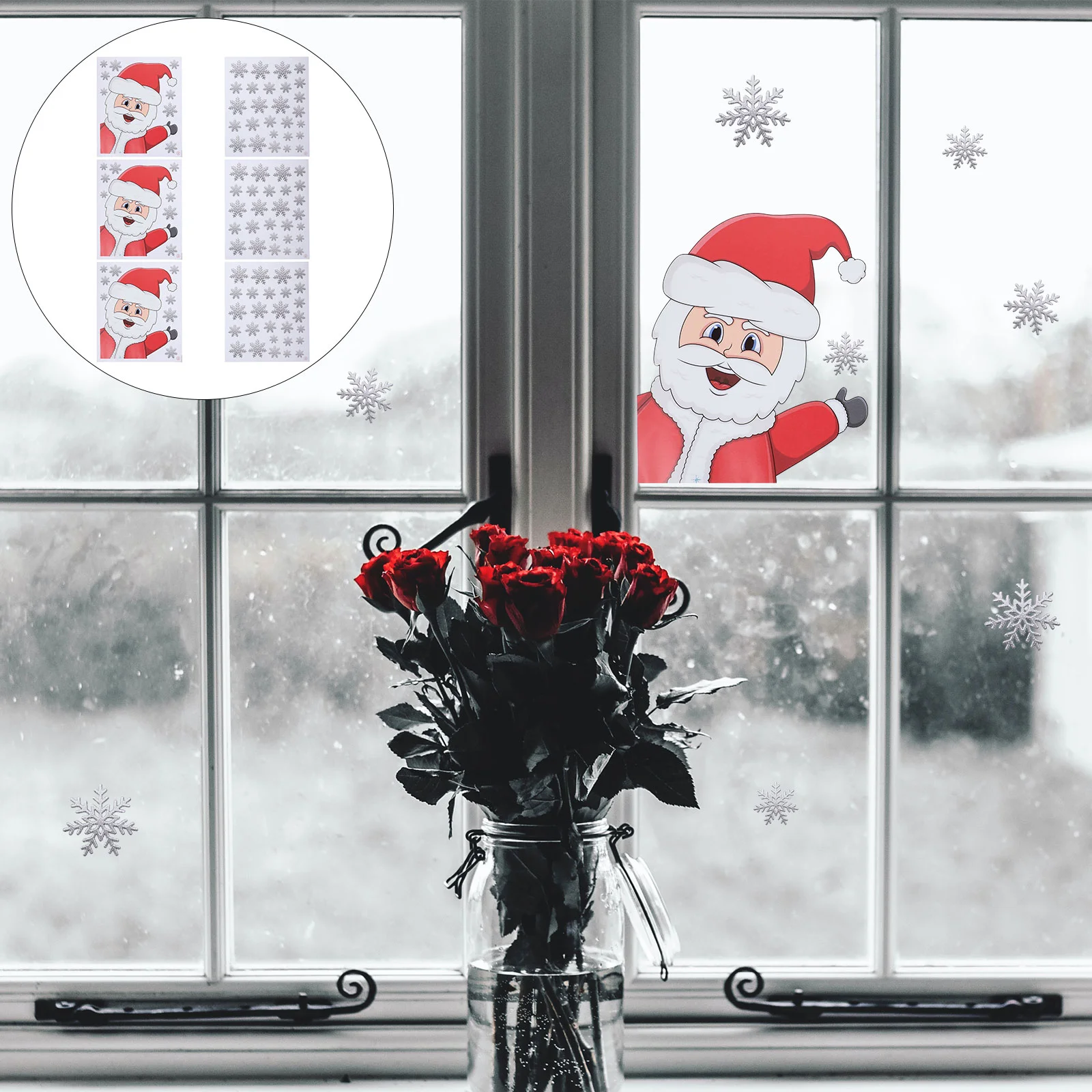 

Stickers Decals Christmaswindow Wall Shop Delicate Festive Snowman Face Sticker Bottle Cartoon Fridge Party