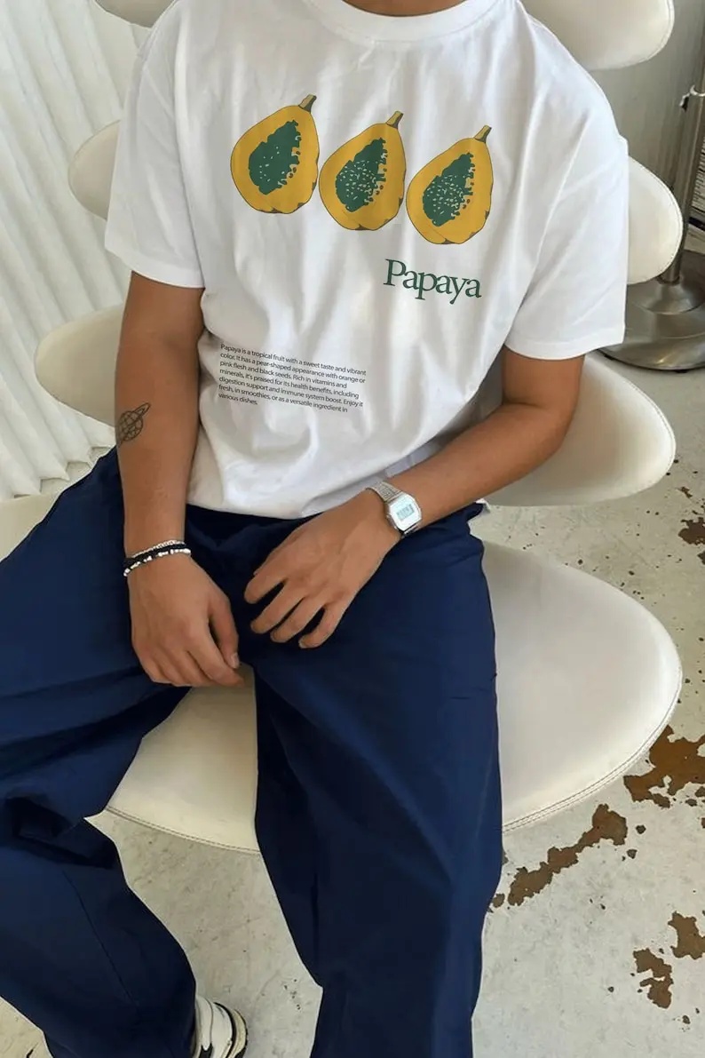 Винтажная футболка унисекс в стиле ретро — с рисунком папайи толстовка подарок