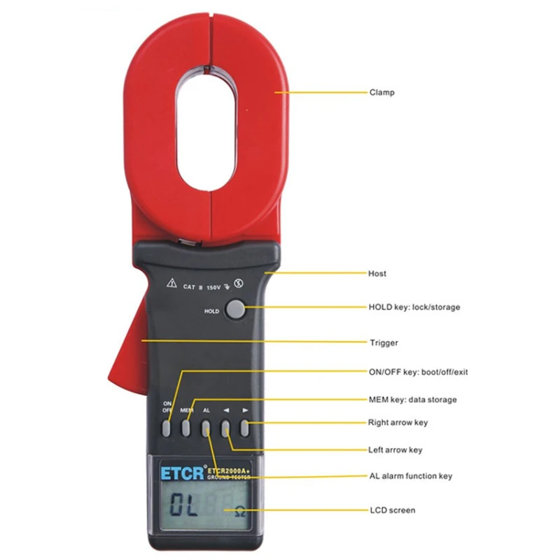 ETCR2000A + 0 01-200 Ом 65*32 мм 99 комплектов цифровой тестер сопротивления заземления с