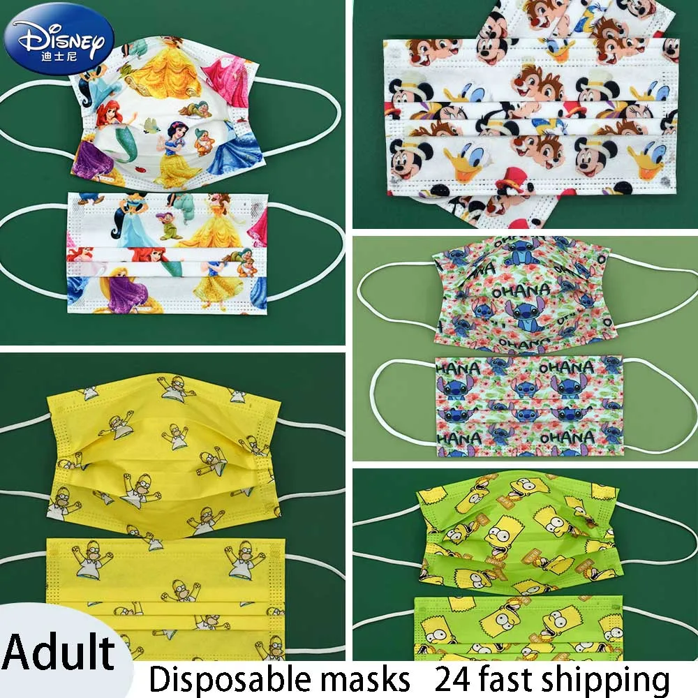 

Adult Disposable Mouth Mask Disney Print Snow White Stitch Anime Print Face Masks 3Ply Filter Protective Dust Mascarillas Ninos