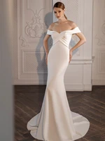 2022 sweetheart neck off the shoulder sleeveless chiffon simple mermaid wedding dress backless bridal gown custom made