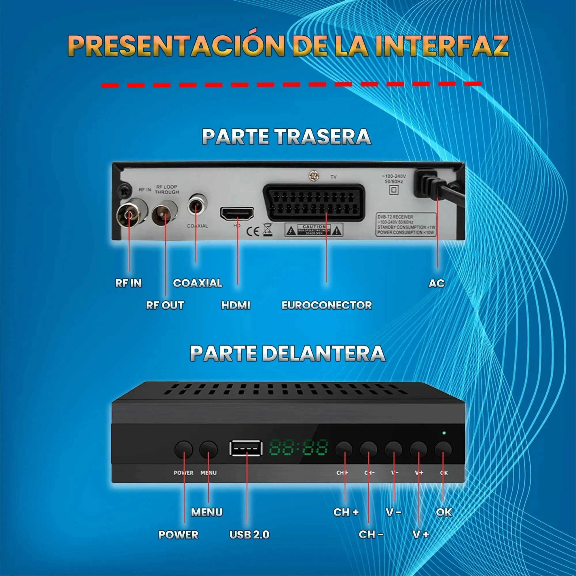 Фото Новый цифровой термоприемник H.265 TDT DVB-T2 C HD FTA телеприставка EPG USB PVR ТВ-тюнер для HD/старый телевизор №4
