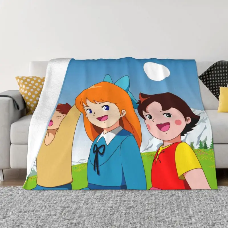 

Heidi Free Blanket Soft Fleece Spring Autumn Flannel Cartoon Girl Alps Mountain Throw Blankets for Sofa Travel Bedding Bedspread