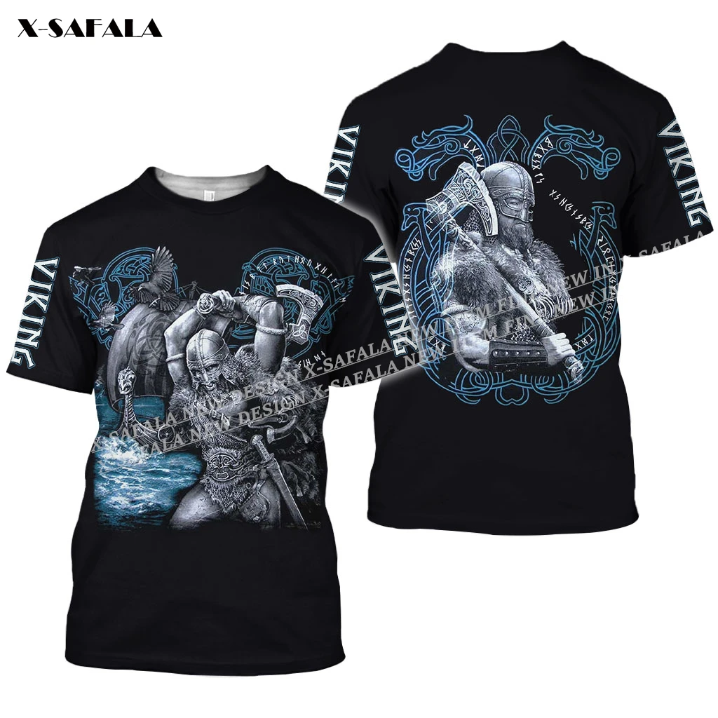 

Футболка мужская приталенная с 3D-принтом викингов вальгалла, Повседневный дышащий топ с коротким рукавом и круглым вырезом из молочного волокна
