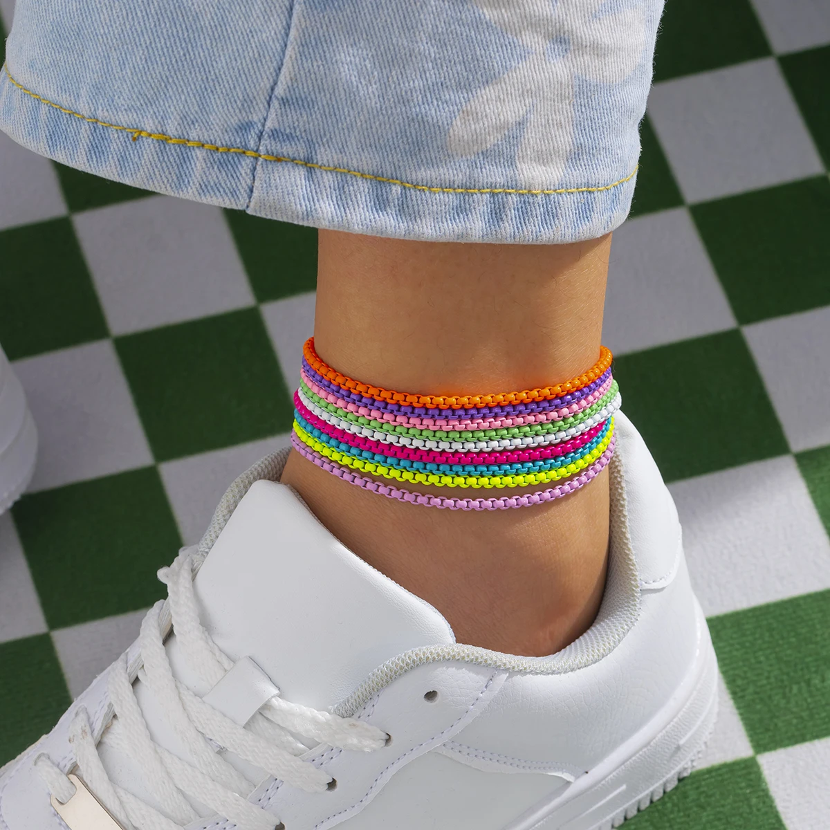 

Unique Adjustable Iron Chain Anklet Bracelet for Women Summer Beach Thin Chain Ankle Barefoot Y2K Female Foot Jewelry 9 Colors