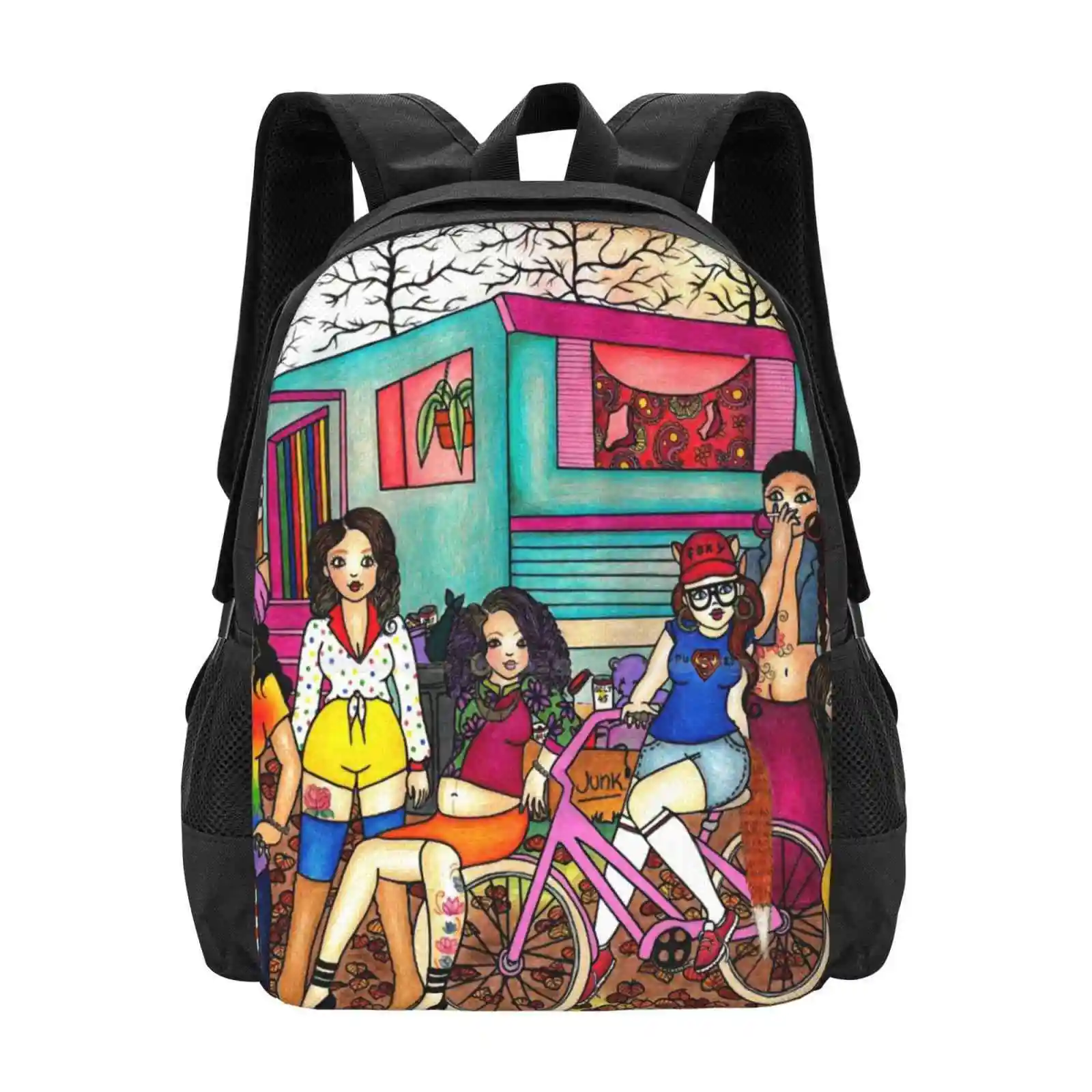 For School Teenagers Girls Travel Bags Women Friends Gay Lesbian Couple Trailer Sunset Autumn Leaves